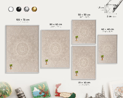 Lavagna per calamite con cornice d'argento Mandala decorativo
