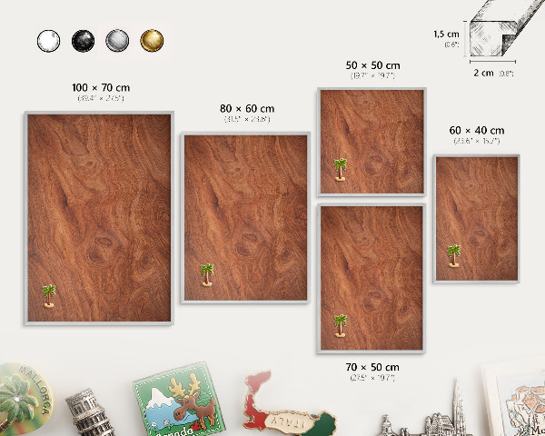 Lavagna per calamite con cornice d'argento Venature del legno
