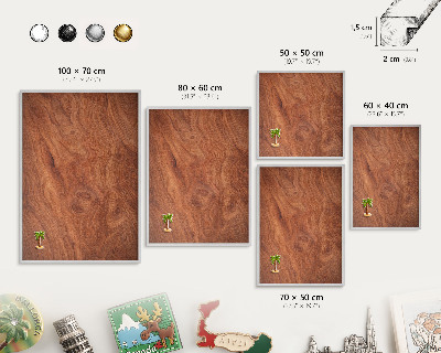 Lavagna per calamite con cornice d'argento Venature del legno