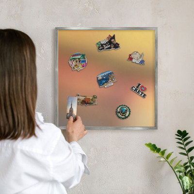Lavagna magnetica decorativa da parete in colore argento Bagliore colorato