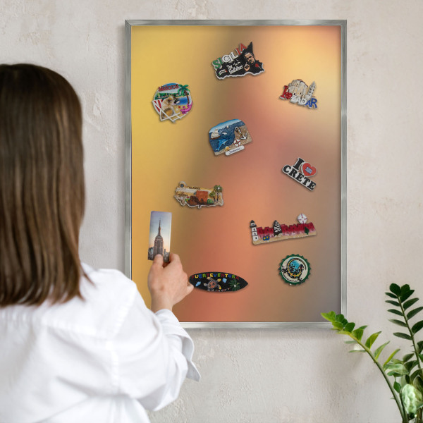 Lavagna magnetica decorativa da parete in colore argento Bagliore colorato