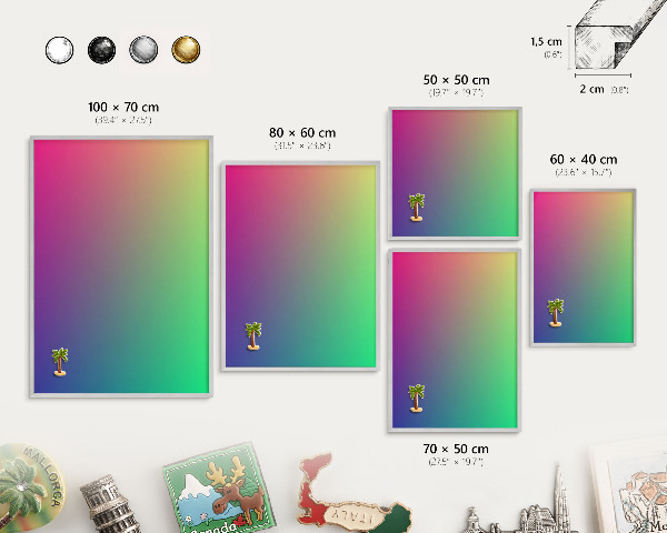 Lavagna magnetica decorativa da parete in colore argento Gradiente colorato