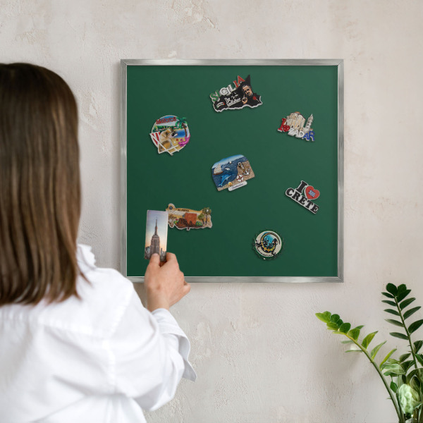 Lavagna magnetica decorativa da parete in colore argento Verde bottiglia