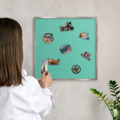 Lavagna magnetica decorativa da parete in colore argento Menta forte