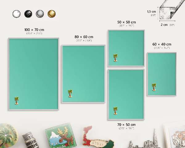 Lavagna magnetica decorativa da parete in colore argento Menta forte