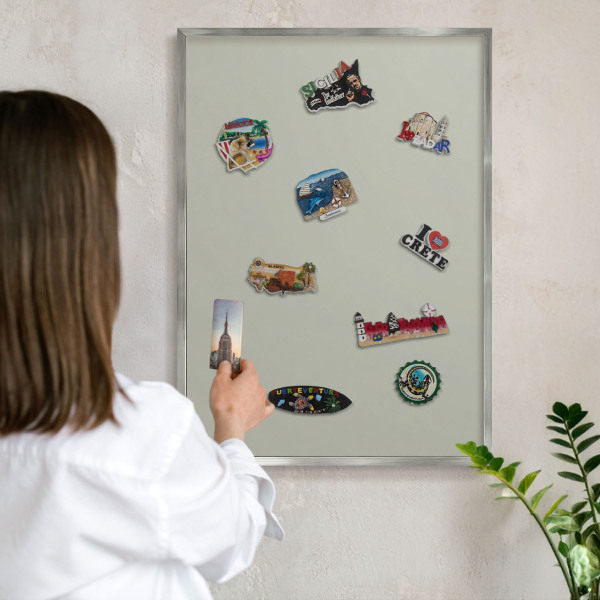 Lavagna magnetica decorativa da parete in colore argento Grigio caldo