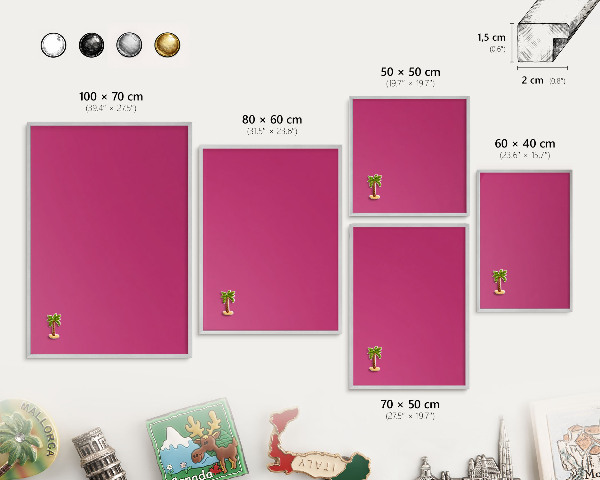 Lavagna magnetica decorativa da parete in colore argento Rosa intenso