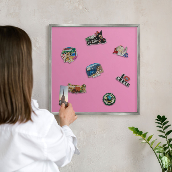 Lavagna magnetica decorativa da parete in colore argento Rosa freddo