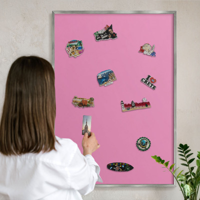Lavagna magnetica decorativa da parete in colore argento Rosa freddo