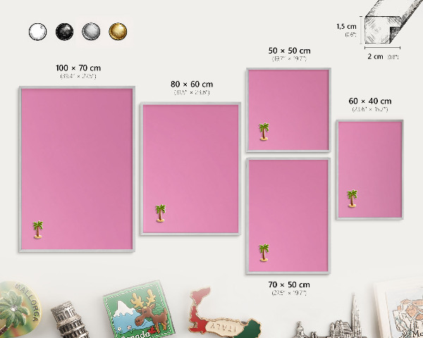 Lavagna magnetica decorativa da parete in colore argento Rosa freddo