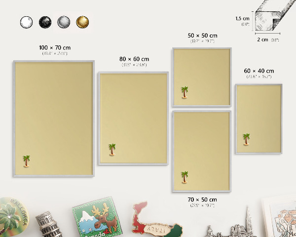 Lavagna magnetica decorativa da parete in colore argento Beige-giallo
