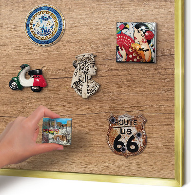 Lavagna magnetica per calamite souvenir in colore oro Trama effetto legno