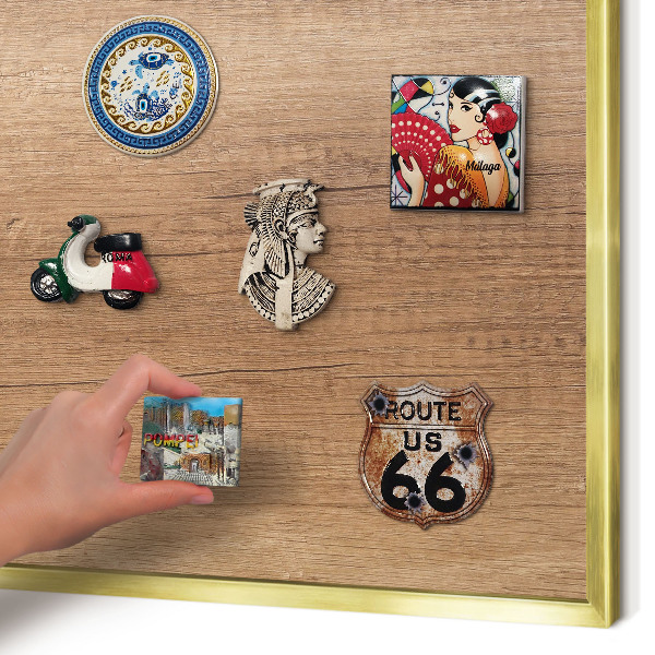 Lavagna magnetica per calamite souvenir in colore oro Trama effetto legno