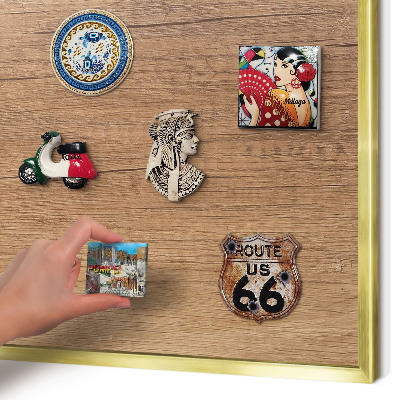 Lavagna magnetica per calamite souvenir in colore oro Trama effetto legno