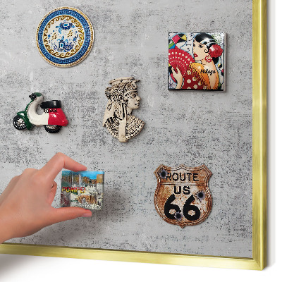 Lavagna magnetica per calamite souvenir in colore oro Superficie grigia