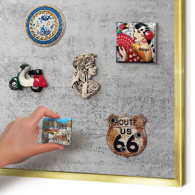 Lavagna magnetica per calamite souvenir in colore oro Superficie grigia