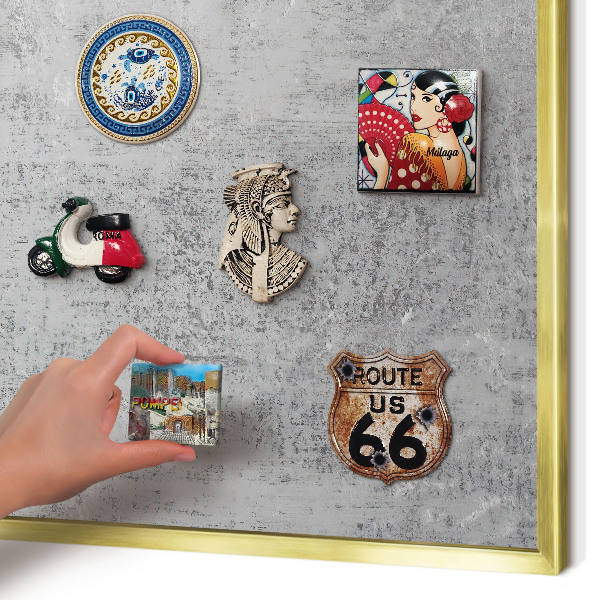 Lavagna magnetica per calamite souvenir in colore oro Superficie grigia