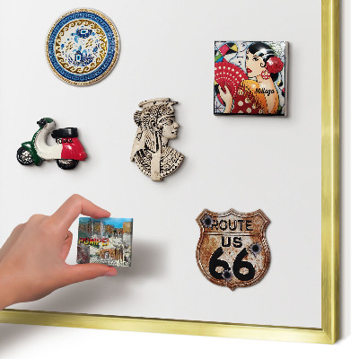 Lavagna magnetica per calamite souvenir in colore oro Bianco puro