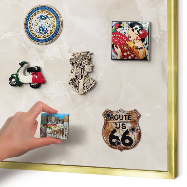 Lavagna magnetica per calamite souvenir in colore oro Marmo beige