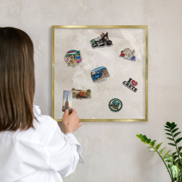 Lavagna magnetica per calamite souvenir in colore oro Marmo beige