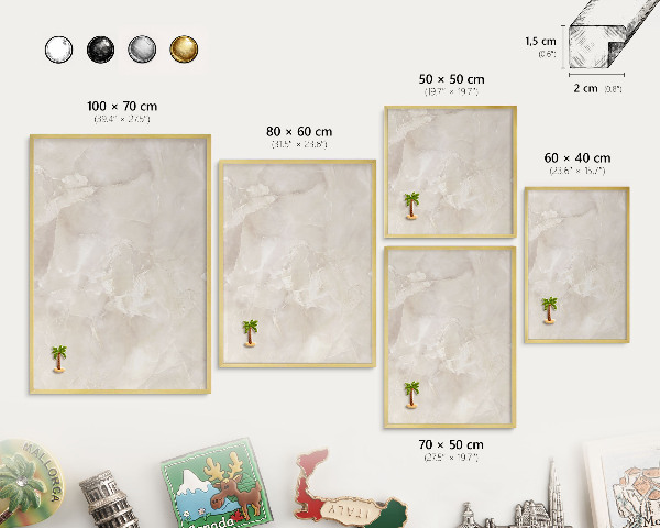 Lavagna magnetica per calamite souvenir in colore oro Marmo beige