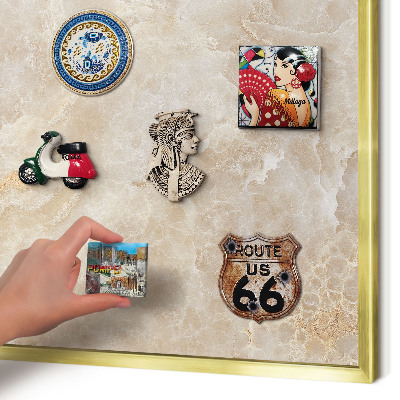 Lavagna magnetica per calamite souvenir in colore oro Marmo color crema