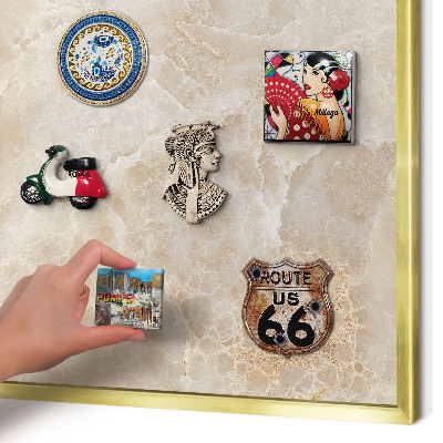 Lavagna magnetica per calamite souvenir in colore oro Marmo color crema