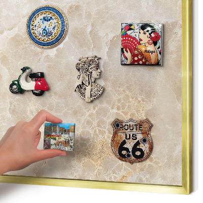 Lavagna magnetica per calamite souvenir in colore oro Marmo color crema