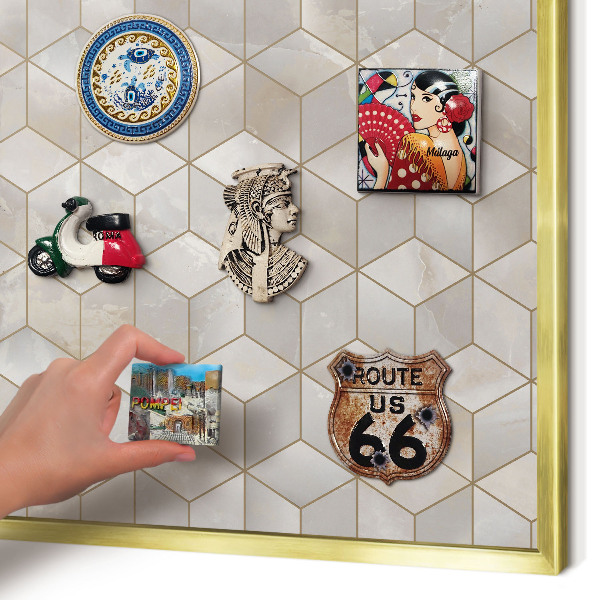 Lavagna magnetica per calamite souvenir in colore oro Sfondo chl