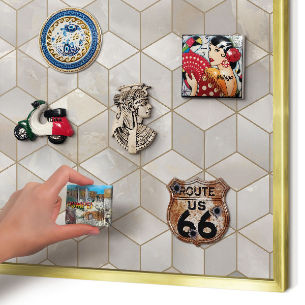 Lavagna magnetica per calamite souvenir in colore oro Sfondo chl