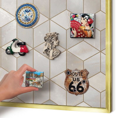 Lavagna magnetica per calamite souvenir in colore oro Sfondo chl