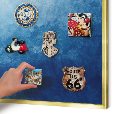 Lavagna magnetica per calamite souvenir in colore oro Astrazioni blu