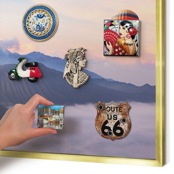 Lavagna magnetica per calamite souvenir in colore oro Viaggio nel cielo