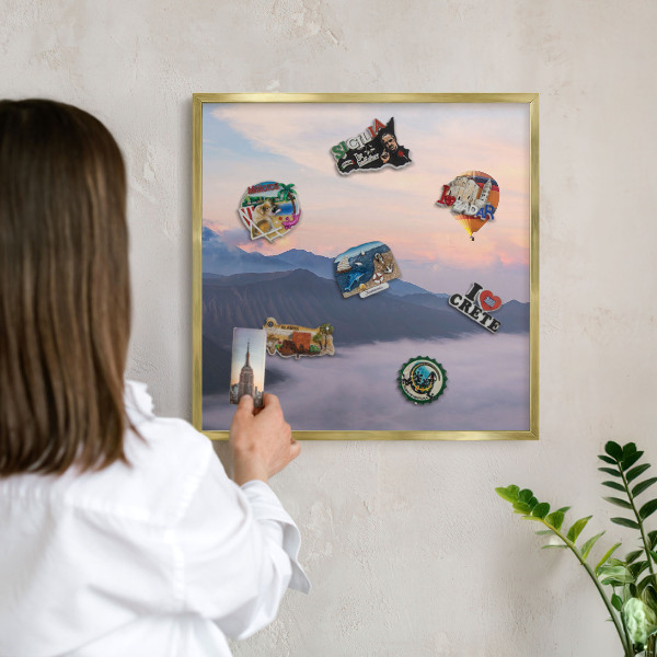 Lavagna magnetica per calamite souvenir in colore oro Viaggio nel cielo