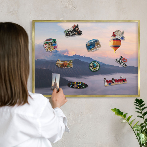Lavagna magnetica per calamite souvenir in colore oro Viaggio nel cielo