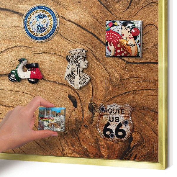 Lavagna per calamite delle vacanze con cornice dorata Venature del legno