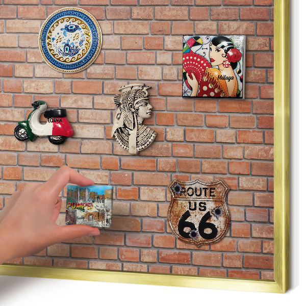 Lavagna magnetica per calamite souvenir in colore oro Muro di mattoni