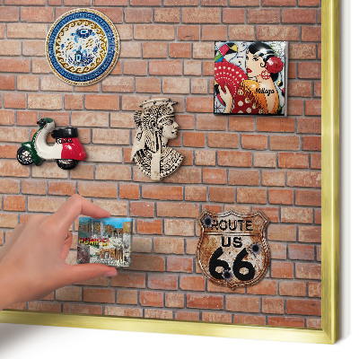 Lavagna magnetica per calamite souvenir in colore oro Muro di mattoni