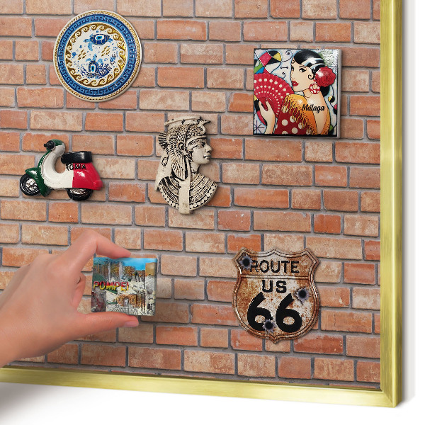 Lavagna magnetica per calamite souvenir in colore oro Muro di mattoni