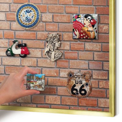Lavagna magnetica per calamite souvenir in colore oro Muro di mattoni