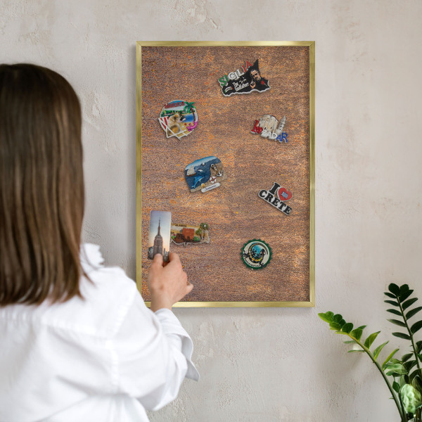 Lavagna magnetica per calamite souvenir in colore oro Eleganza arrugginita