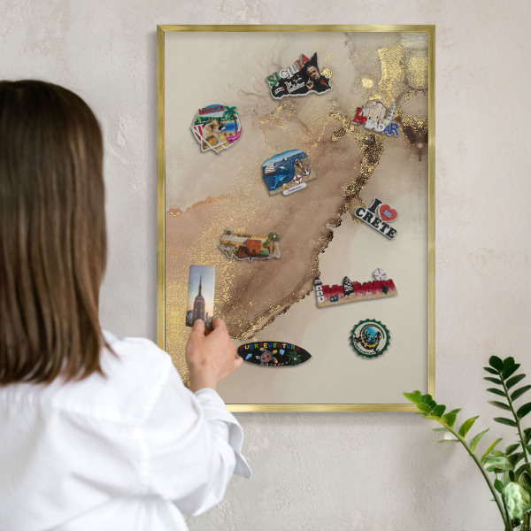 Lavagna per calamite delle vacanze con cornice dorata Lucentezza elegante