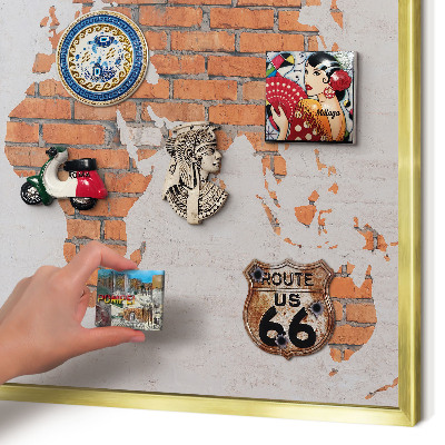 Lavagna magnetica per calamite souvenir in colore oro Mappa dei mattoni