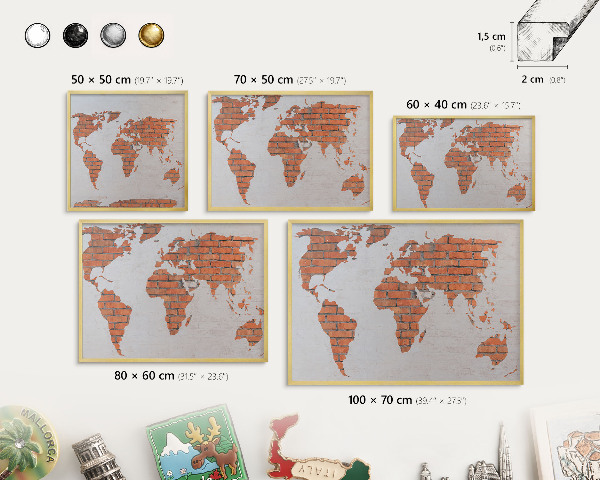 Lavagna magnetica per calamite souvenir in colore oro Mappa dei mattoni