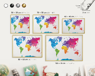 Lavagna per calamite delle vacanze con cornice dorata Mappa a colori