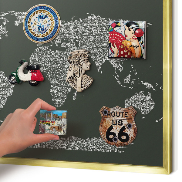 Lavagna magnetica per calamite souvenir in colore oro Mappa testuale