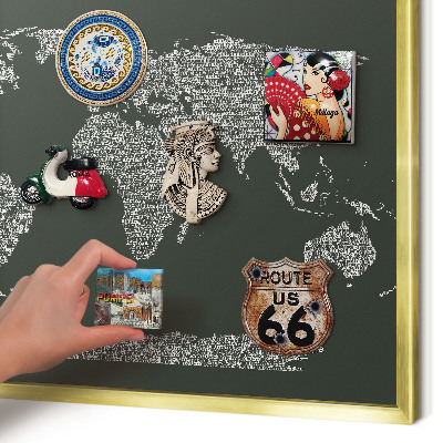 Lavagna magnetica per calamite souvenir in colore oro Mappa testuale