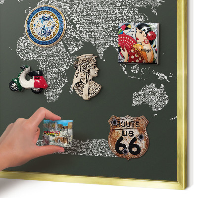Lavagna magnetica per calamite souvenir in colore oro Mappa testuale