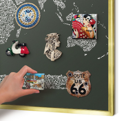 Lavagna magnetica per calamite souvenir in colore oro Mappa testuale