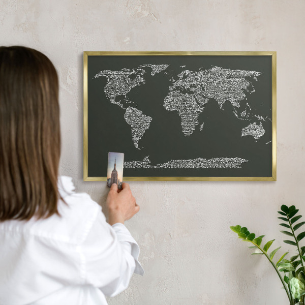 Lavagna magnetica per calamite souvenir in colore oro Mappa testuale